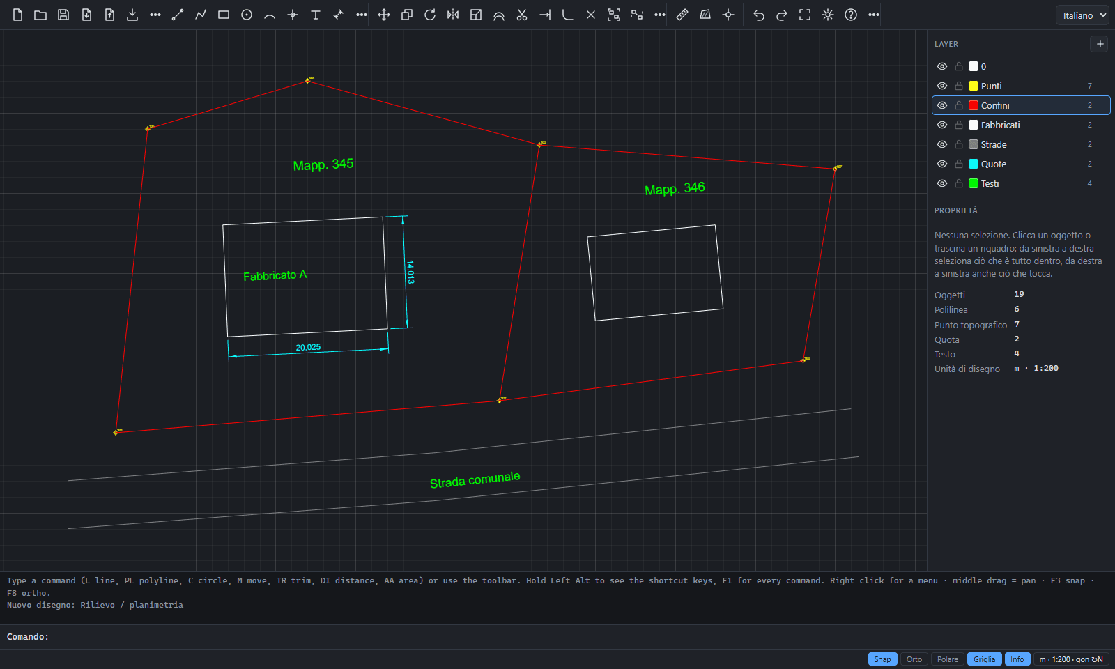 Un rilievo planimetrico in KPX Cad